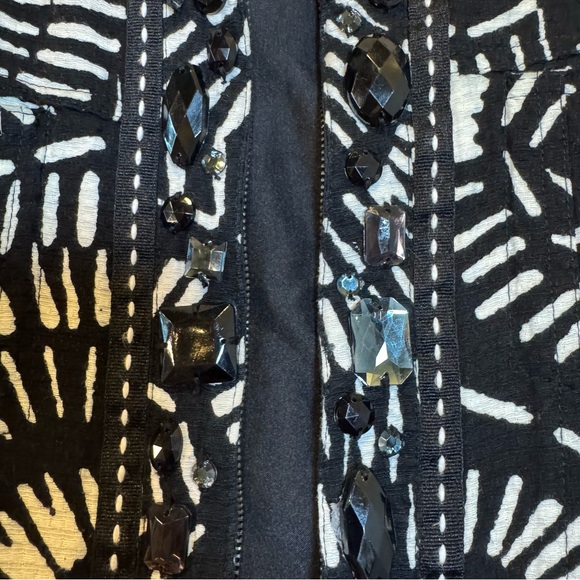 Investments Black and White Patterned Women's Jacket, size L, cotton, bejeweled - Picture 7 of 13